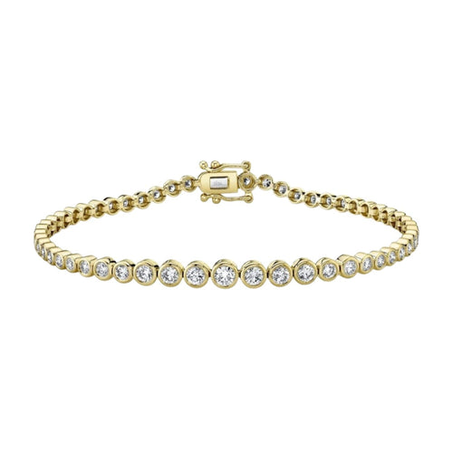 Shy Creation Jewelry - 14K Yellow Gold 1.90ct Diamond Bezel Tennis Bracelet | Manfredi Jewels