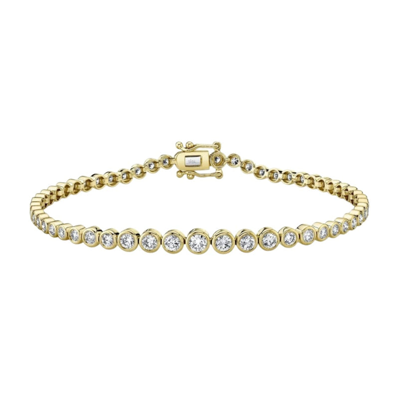 Shy Creation Jewelry - 14K Yellow Gold 1.90ct Diamond Bezel Tennis Bracelet | Manfredi Jewels