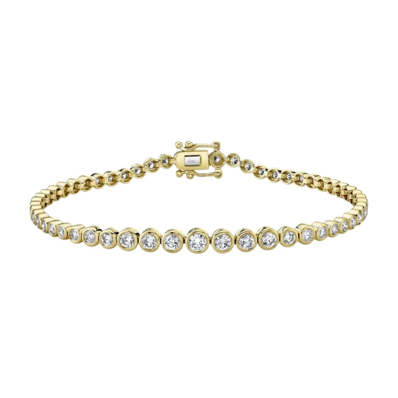 Shy Creation Jewelry - Bailey 14K Yellow Gold Diamond Bezel Tennis Bracelet | Manfredi Jewels