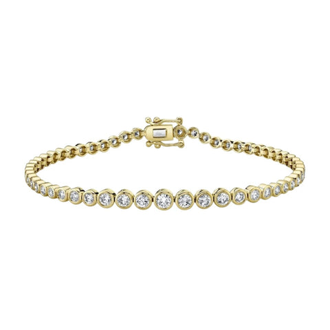 14K Yellow Gold 1.90ct Diamond Bezel Tennis Bracelet