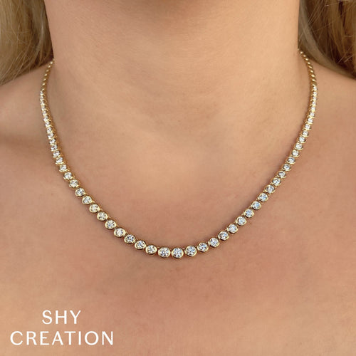 Shy Creation Jewelry - Bailey 14K Yellow Gold Diamond Bezel Tennis Necklace | Manfredi Jewels