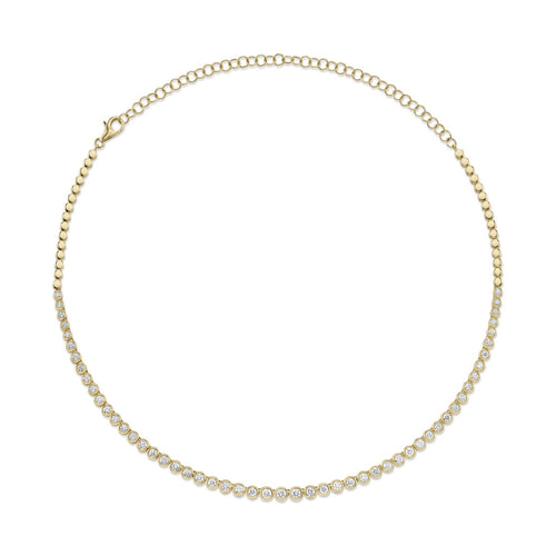 Shy Creation Jewelry - Bailey 14K Yellow Gold Diamond Bezel Tennis Necklace | Manfredi Jewels