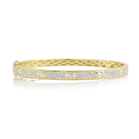 Bailey 14K Yellow Gold Diamond Emerald Pave Bangle Bracelet