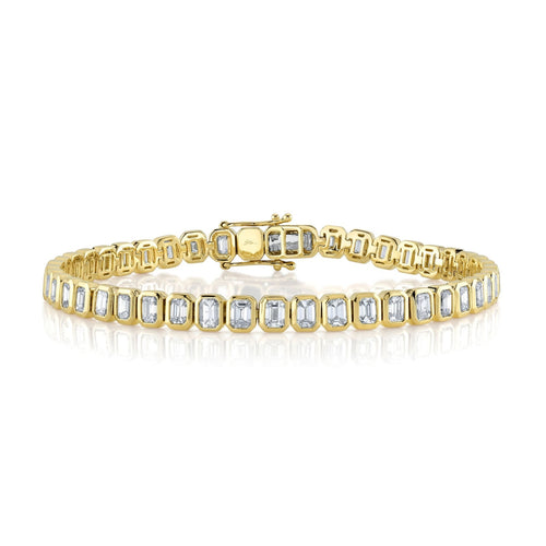 Shy Creation Jewelry - Bailey 14K Yellow Gold Diamond Emerald Tennis Bracelet | Manfredi Jewels