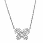 Shy Creation Jewelry - Butterfly Pendant 14Kt White Gold 0.18Ct Necklace | Manfredi Jewels