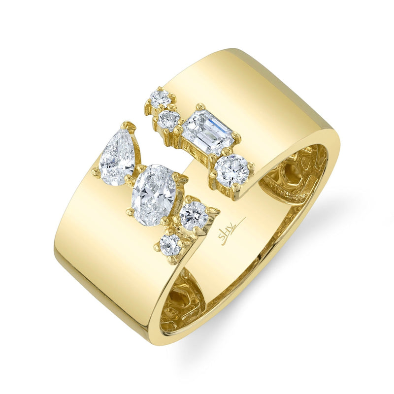 Shy Creation Jewelry - Colette 14K Yellow Gold 0.61 ct Diamond Mixed Cut Band Ring | Manfredi Jewels