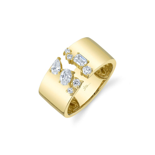 Shy Creation Jewelry - Colette 14K Yellow Gold 0.61 ct Diamond Mixed Cut Band Ring | Manfredi Jewels
