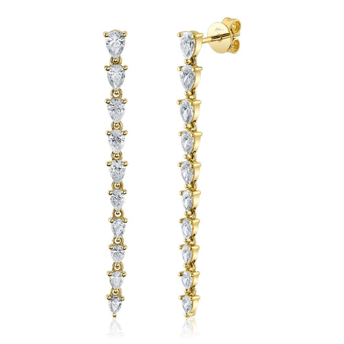 Shy Creation Jewelry - Colette 14K Yellow Gold 1.70 ct Diamond Pear Cut Drop Earrings | Manfredi Jewels