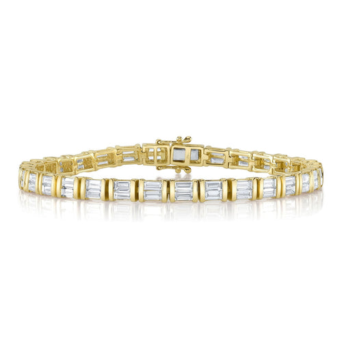 Shy Creation Jewelry - Colette 14K Yellow Gold Diamond Baguette Tennis Bracelet | Manfredi Jewels
