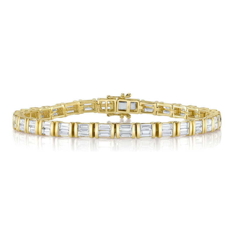 Shy Creation Jewelry - Colette 14K Yellow Gold Diamond Baguette Tennis Bracelet | Manfredi Jewels