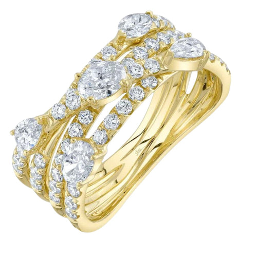 Shy Creation Jewelry - Colette 14K Yellow Gold Diamond Bridge Ring | Manfredi Jewels