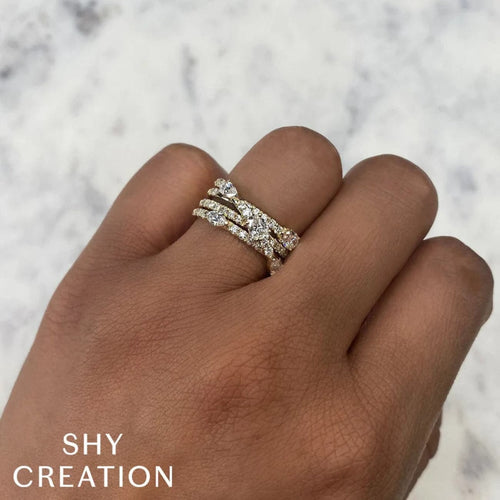 Shy Creation Jewelry - Colette 14K Yellow Gold Diamond Bridge Ring | Manfredi Jewels