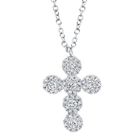 Cross 14Kt White Gold And Diamonds 0.25Ct Necklace
