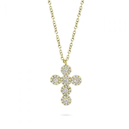 Shy Creation Jewelry - Cross 14Kt Yellow Gold And Diamonds 0.25Ct Necklace | Manfredi Jewels