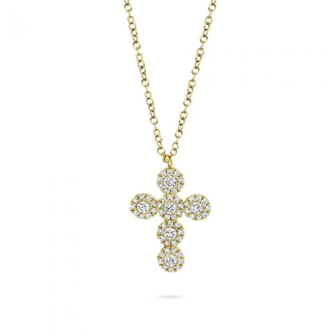 Cross 14Kt Yellow Gold And Diamonds 0.25Ct Necklace