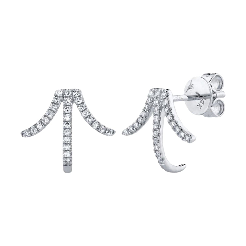 Shy Creation Jewelry - Diamond 14K White Gold 0.15Ct Earring | Manfredi Jewels