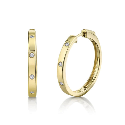 Shy Creation Jewelry - Diamond 14K Yellow Gold 0.15Ct Hoop Earring | Manfredi Jewels