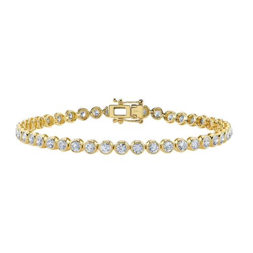 Shy Creation Jewelry - Diamond Bezel 14K Yellow Gold 3.53Ct Tennis Bracelet | Manfredi Jewels