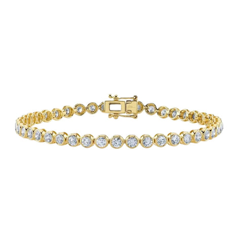 Diamond Bezel 14K Yellow Gold 3.53Ct Tennis Bracelet