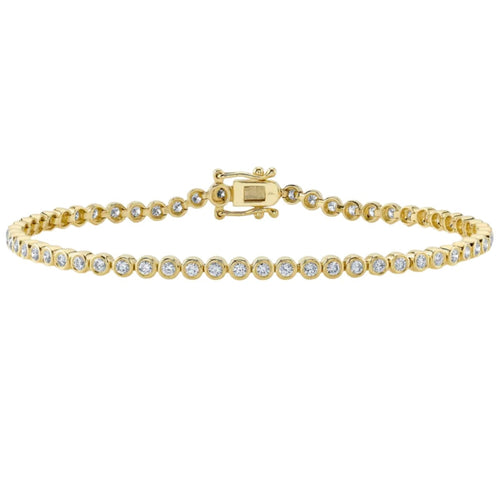 Shy Creation Jewelry - Diamond Bezel Tennis 14K Yellow Gold 1.51Ct Bracelet | Manfredi Jewels