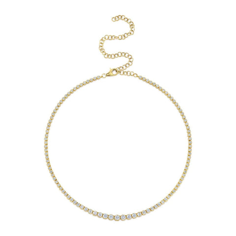 Diamond Crown Setting Tennis 14K Yellow Gold 4.73Ct Necklace