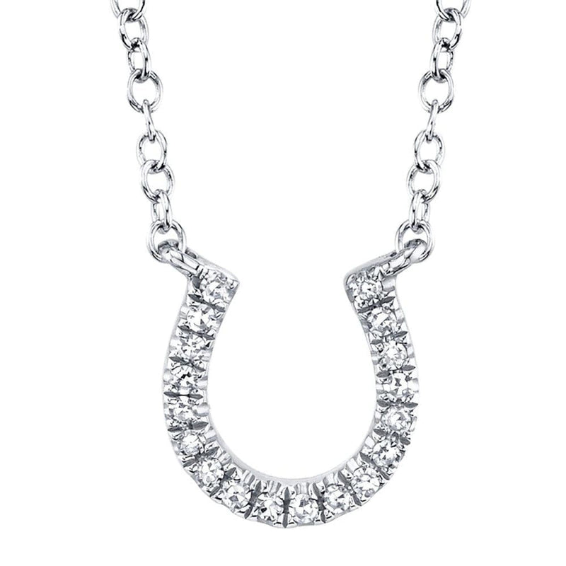 Shy Creation Jewelry - Diamond Horseshoe 14K White Gold 0.06Ct Necklace | Manfredi Jewels