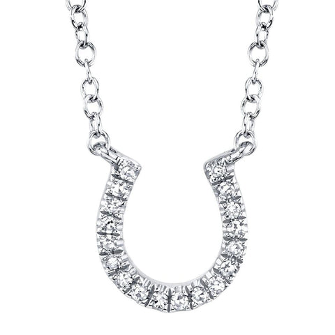Diamond Horseshoe 14K White Gold 0.06Ct Necklace