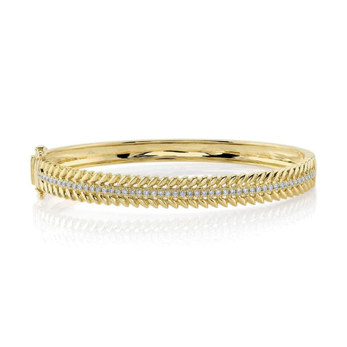Shy Creation Jewelry - Diamond Laurel Wreath 14K Yellow Gold 0.50Ct Bangle | Manfredi Jewels