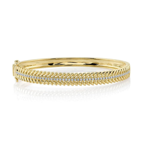 Diamond Laurel Wreath 14K Yellow Gold 0.50Ct Bangle