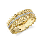 Shy Creation Jewelry - Diamond Laurel Wreath 18K Yellow Gold 0.19Ct Band | Manfredi Jewels
