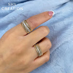 Shy Creation Jewelry - Diamond Laurel Wreath 18K Yellow Gold 0.19Ct Band | Manfredi Jewels