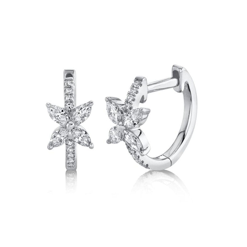Shy Creation Jewelry - Diamond Marquise Flower 14K White Gold 0.41Ct Earring | Manfredi Jewels