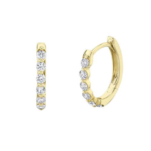 Shy Creation Jewelry - Diamond Oval Huggie 14K Yellow Gold 0.26Ct Earring | Manfredi Jewels
