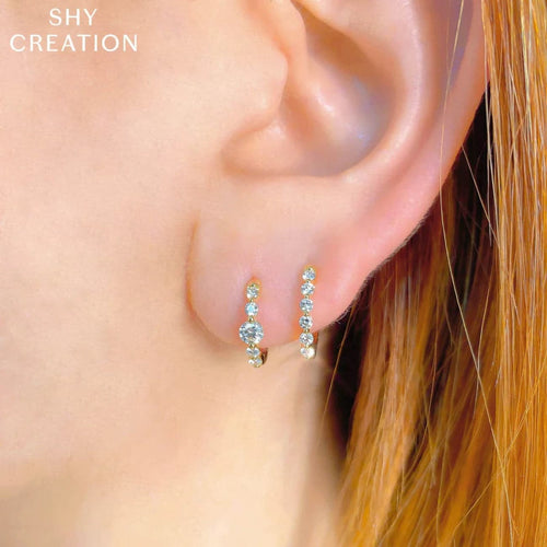 Shy Creation Jewelry - Diamond Oval Huggie 14K Yellow Gold 0.26Ct Earring | Manfredi Jewels