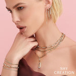 Shy Creation Jewelry - Diamond Paper Clip 14K Yellow Gold 0.24Ct Link Earring | Manfredi Jewels
