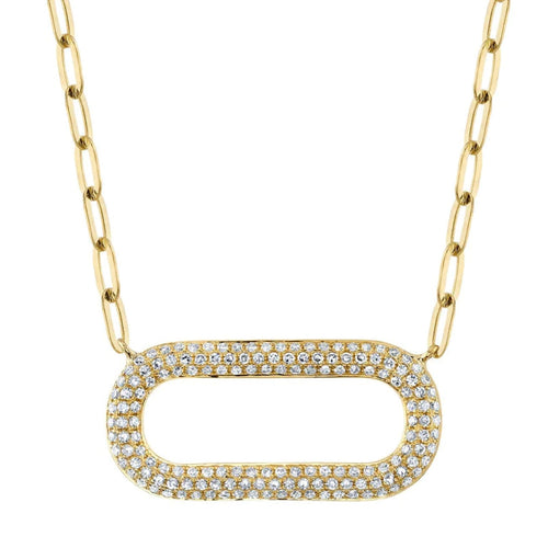 Shy Creation Jewelry - Diamond Paper Clip 14K Yellow Gold 0.36Ct Link Necklace | Manfredi Jewels