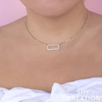 Shy Creation Jewelry - Diamond Paper Clip 14K Yellow Gold 0.36Ct Link Necklace | Manfredi Jewels
