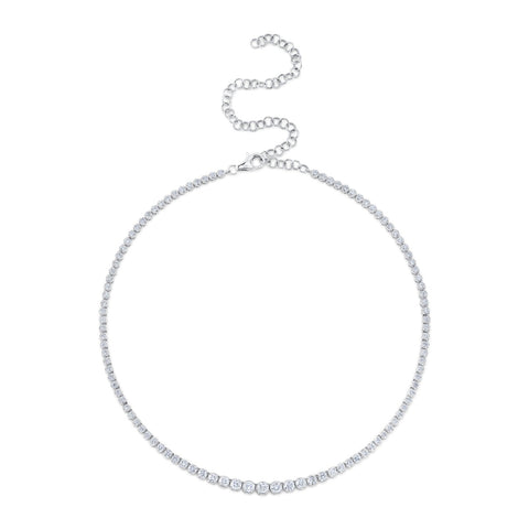 Diana 14K White Gold Diamond Crown Setting Tennis Necklace