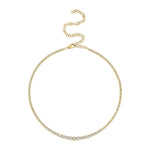 Shy Creation Jewelry - Diana 14K Yellow Gold Diamond Crown Setting Tennis Necklace | Manfredi Jewels