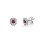 Shy Creation Jewelry - Eden 14K White Gold Diamond & Ruby Stud Earrings | Manfredi Jewels