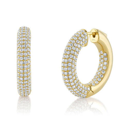 Glittara 14K Yellow Gold Diamond Pave Hoop Earrings