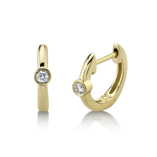 Shy Creation Jewelry - ’Huggie Style’ Diamond Accented 14Kt Yellow Gold 0.06Ct Earrings | Manfredi Jewels