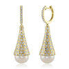 Shy Creation Jewelry - Jackie 14K Yellow Gold 1.60 ct Diamond & Cultured Pearl Hoop Drop Earrings | Manfredi Jewels