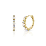Shy Creation Jewelry - Jackie 14K Yellow Gold Cultured Pearl & Diamond Huggie Hoop Earrings | Manfredi Jewels