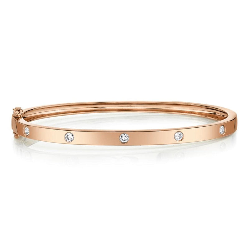 Shy Creation Jewelry - Kate 14K Rose Gold Diamond Bangle Bracelet | Manfredi Jewels