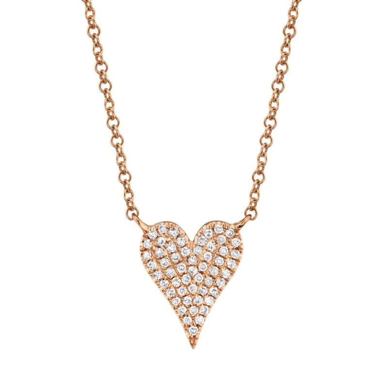 Shy Creation Jewelry - Kate 14K Rose Gold Diamond Pave Heart Necklace | Manfredi Jewels