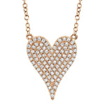 Shy Creation Jewelry - Kate 14K Rose Gold Diamond Pave Heart Necklace | Manfredi Jewels