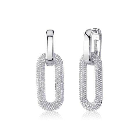 Kate 14K White Gold 1.33 ct Diamond Pavé Oval Drop Earrings