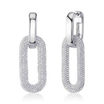 Shy Creation Jewelry - Kate 14K White Gold 1.33 ct Diamond Pavé Oval Drop Earrings | Manfredi Jewels