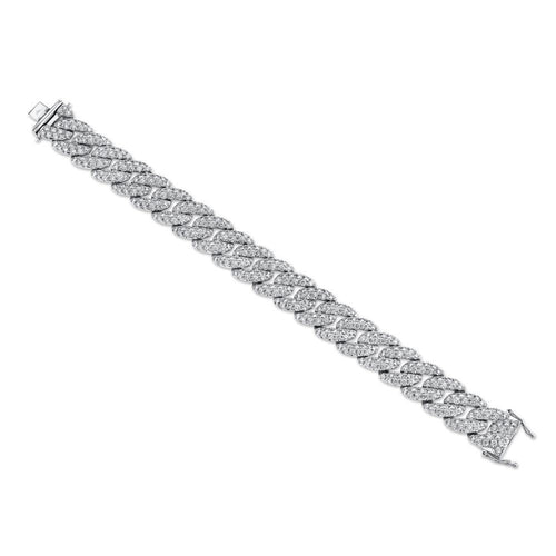 Shy Creation Bracelet - Kate 14K White Gold 8.33 Ct Diamond Pavé Chain Link Bracelet | Manfredi Jewels